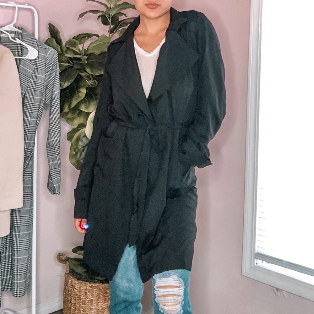 Black open self tie Jacket